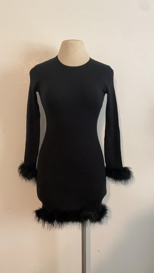 Feather black dress